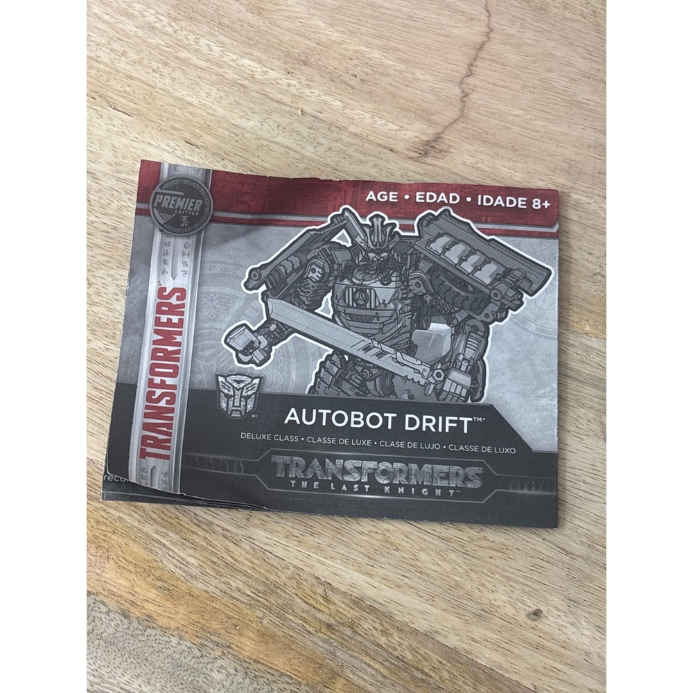 Transformers The Last Knight Premier Edition Autobot Drift Instruction Manual